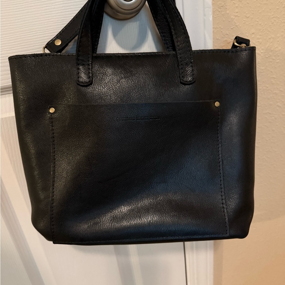 Black Portland Leather Medium Crossbody Bag